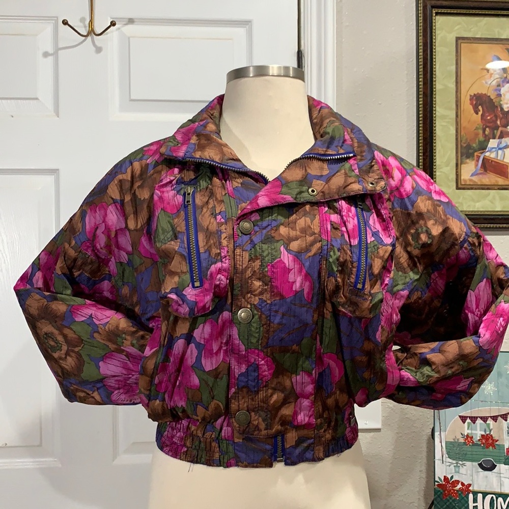 OSSI Floral Vintage Purple pink snow jacket Sz M
